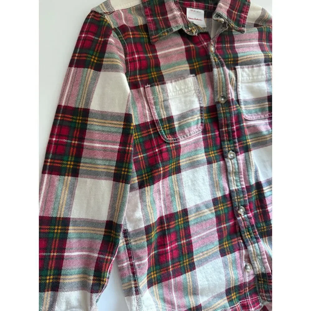 $50 Hanna Andersson Boys Button Down in French Terry - 6-7 years